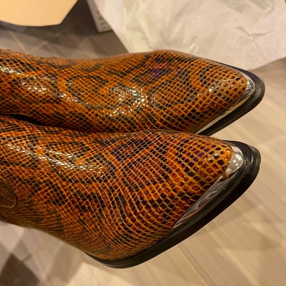 Villa Rouge Calfskin Leather Snake Print Boots- Size 8. - Picture 9 of 11
